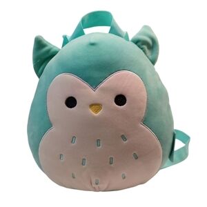 Squishmallow Winston The Owl Backpack for Kids - Teal and Cream